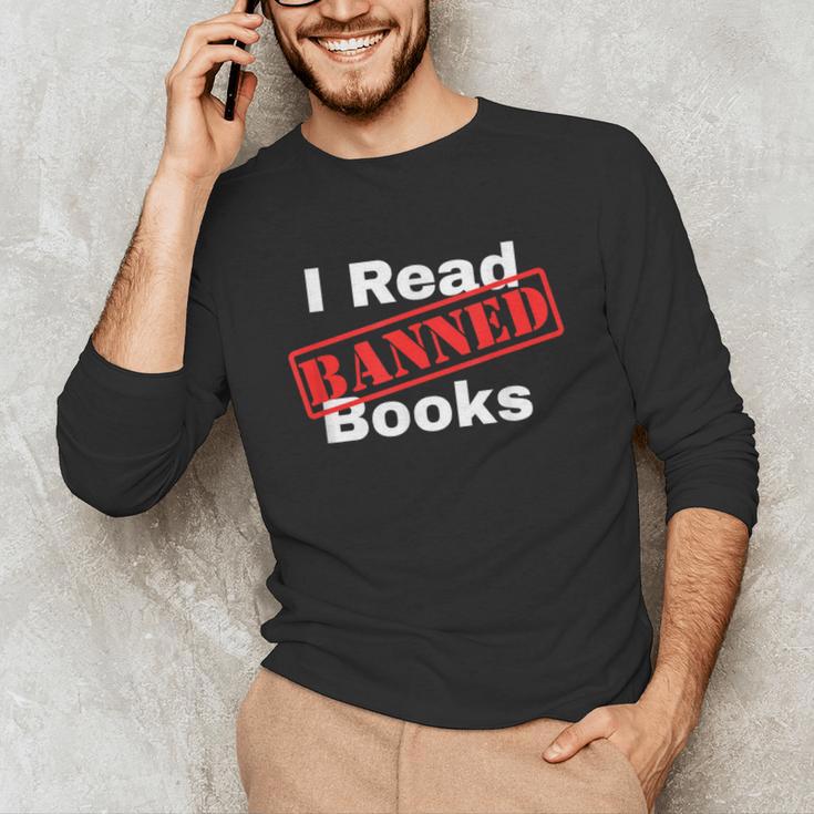 I Read Banned Books Censored Red Stamp Reading Librarian Unisex Long Sleeve T-Shirt