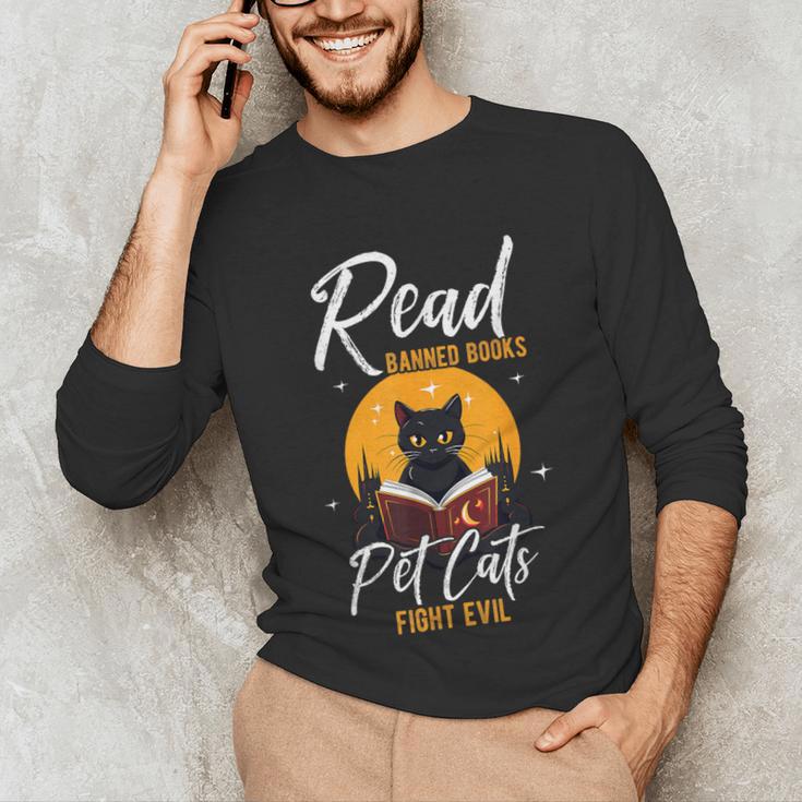 Read Banned Books Pet Cats Fight Evil Read Banned Reader Unisex Long Sleeve T-Shirt