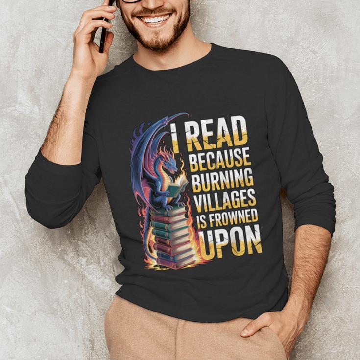 Reading Bookish Dragon Fantasy Unisex Long Sleeve T-Shirt Reading Bookish Dragon Fantasy Unisex Long Sleeve T-Shirt