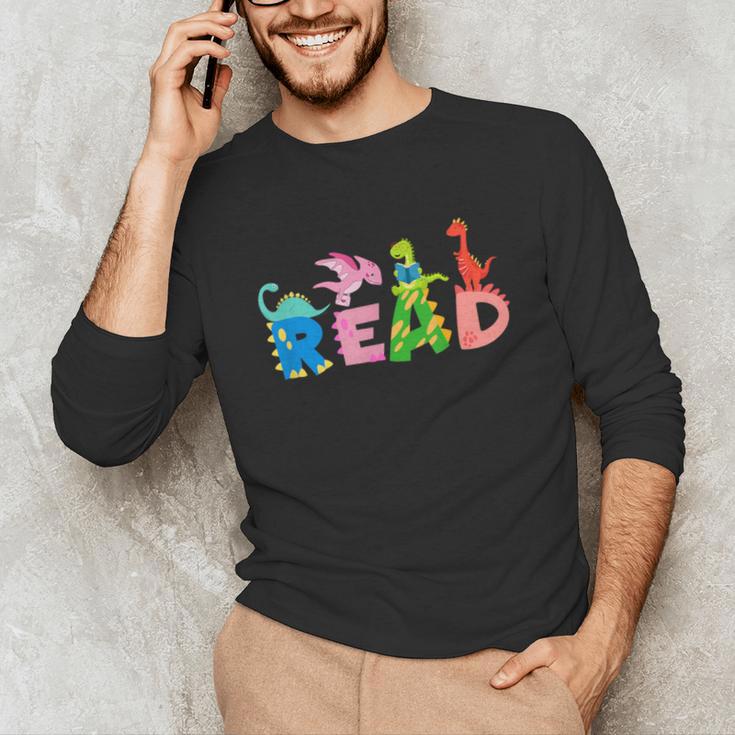 Reading DinosaurRex Dino Book Lover Unisex Long Sleeve T-Shirt Reading DinosaurRex Dino Book Lover Unisex Long Sleeve T-Shirt