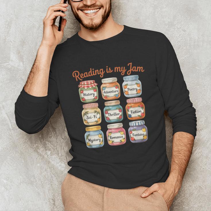 Reading Is My Jam Cute Jelly Jars Book Genres Unisex Long Sleeve T-Shirt