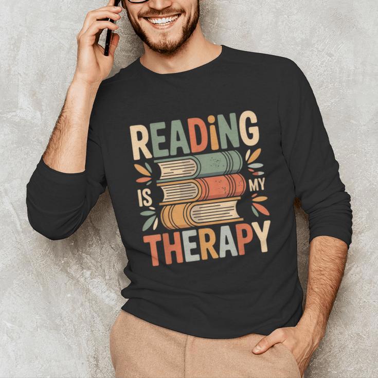 Reading Is My Therapy Book Lover Unisex Long Sleeve T-Shirt