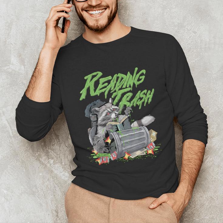 Reading Trash Racoon Bookworm Bookish Librarian Book Lover Unisex Long Sleeve T-Shirt