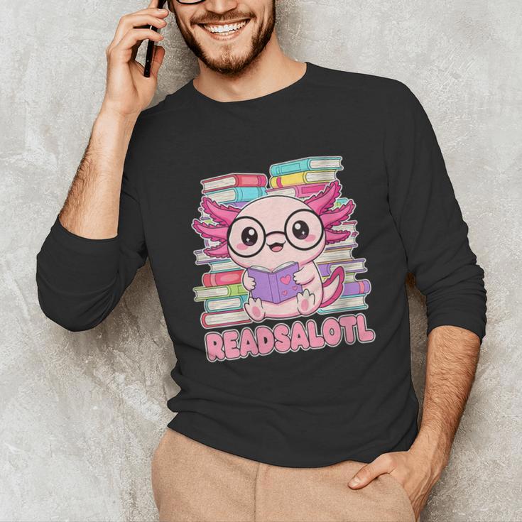 Readsalotl Axolotl Reading Book Bookworm Unisex Long Sleeve T-Shirt