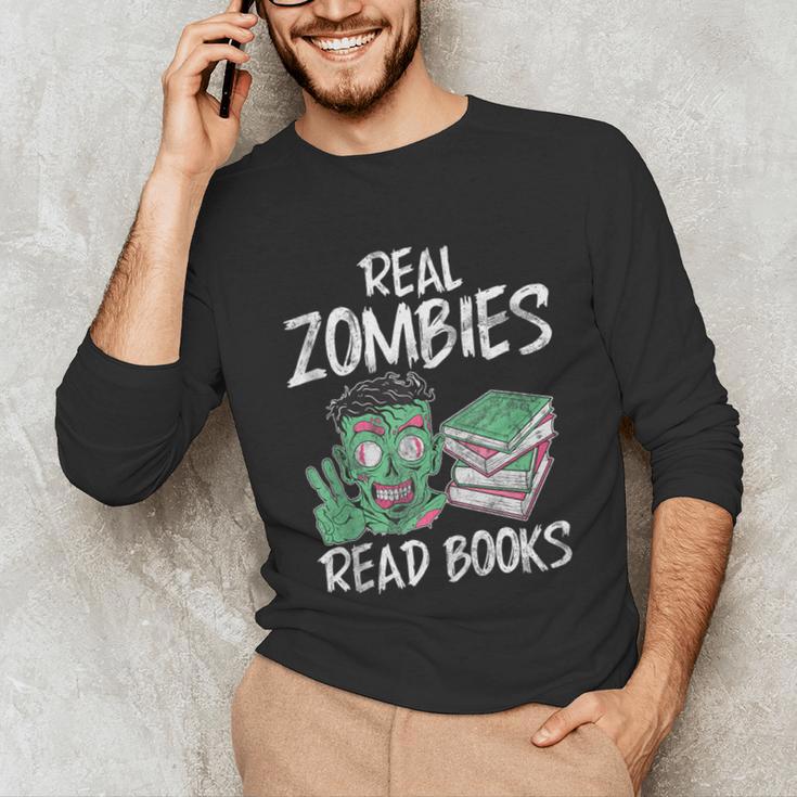 Real Zombies Read Books Zombie Unisex Long Sleeve T-Shirt Real Zombies Read Books Zombie Unisex Long Sleeve T-Shirt