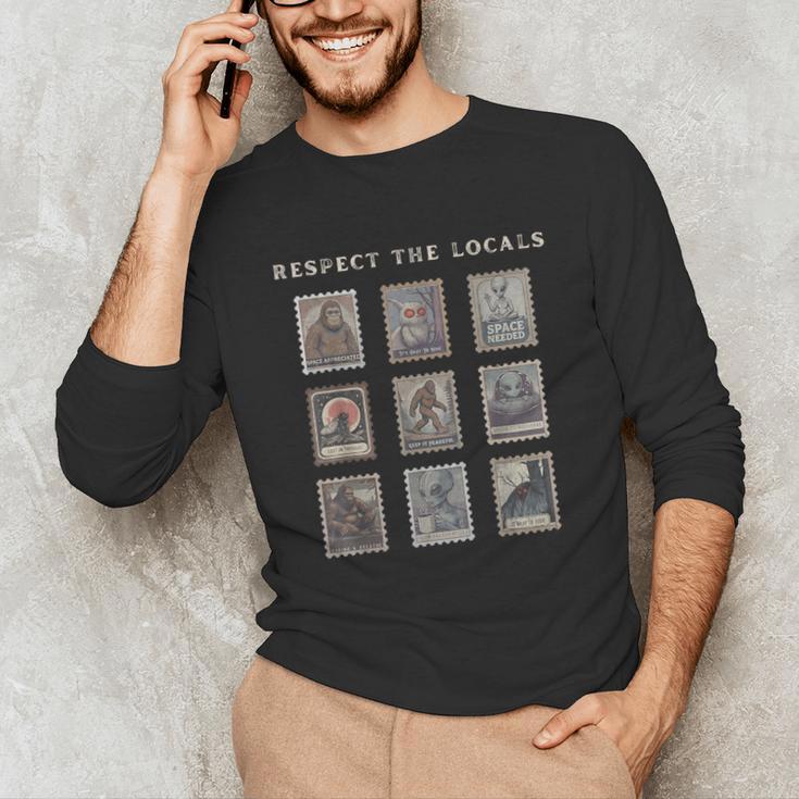 Respect The Locals Cryptid Mothman Hiking Bigfoot Introverts Unisex Long Sleeve T-Shirt Respect The Locals Cryptid Mothman Hiking Bigfoot Introverts Unisex Long Sleeve T-Shirt