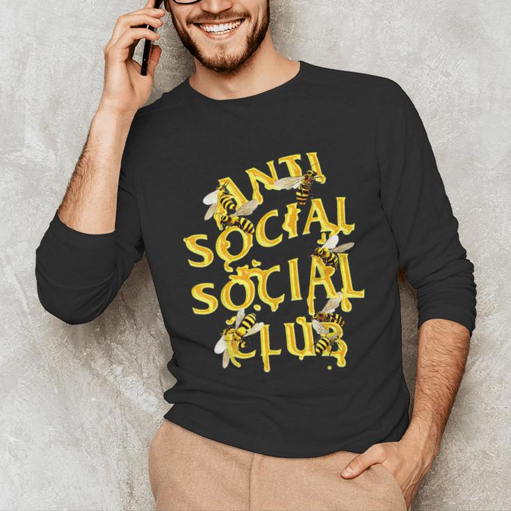 Retro Anti Social Club Bees Introvert Women Men Unisex Long Sleeve T-Shirt