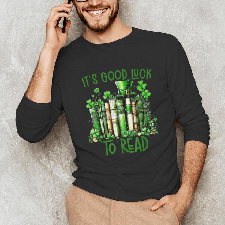 Retro Book Lucky Reading Teacher St Patrick's Day -Adults Small Cotton Blend Polyester Blend Short Sleeve Unisex Long Sleeve T-Shirt