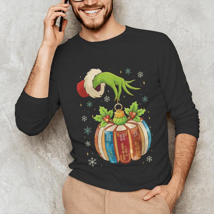 Retro Christmas Ornament Book Christmas Teacher Librarian Unisex Long Sleeve T-Shirt