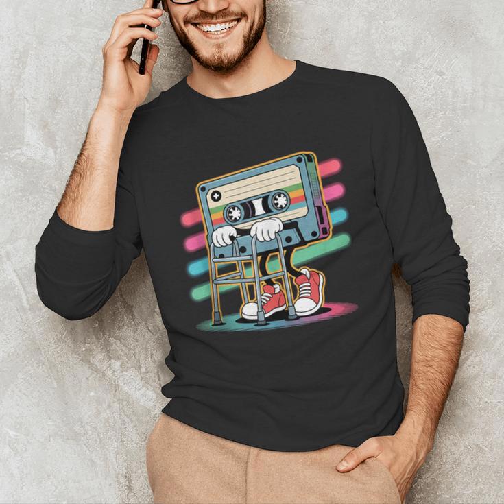 Retro Old Cassette Tape Cartoon With Walker Nostalgia Unisex Long Sleeve T-Shirt