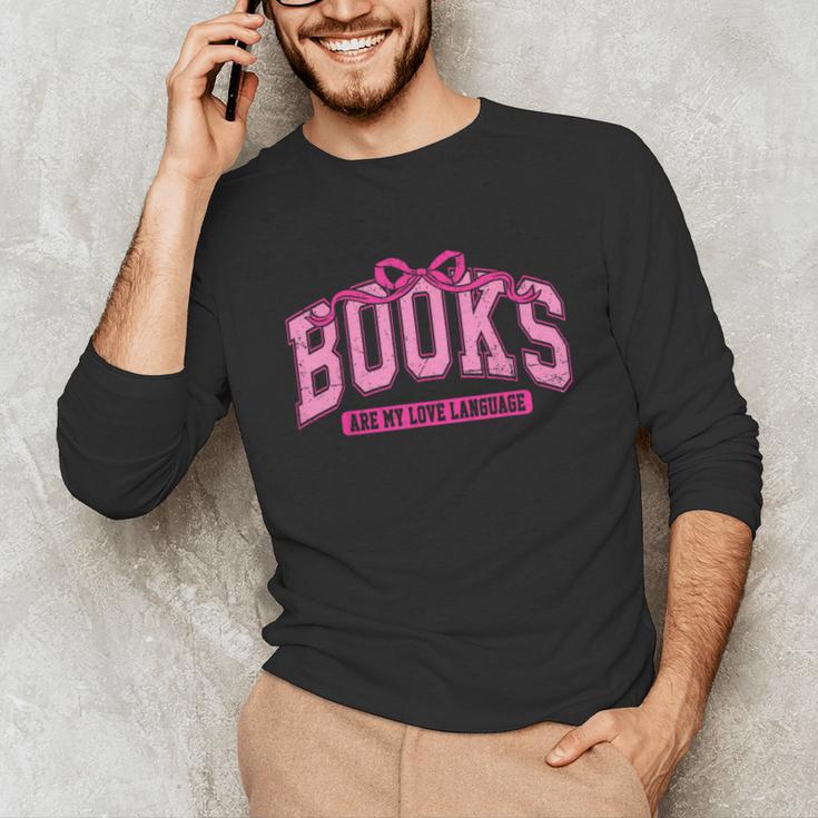 Retro Pink Coquette Bow Valentine Book Lover Varsity Unisex Long Sleeve T-Shirt Retro Pink Coquette Bow Valentine Book Lover Varsity Unisex Long Sleeve T-Shirt