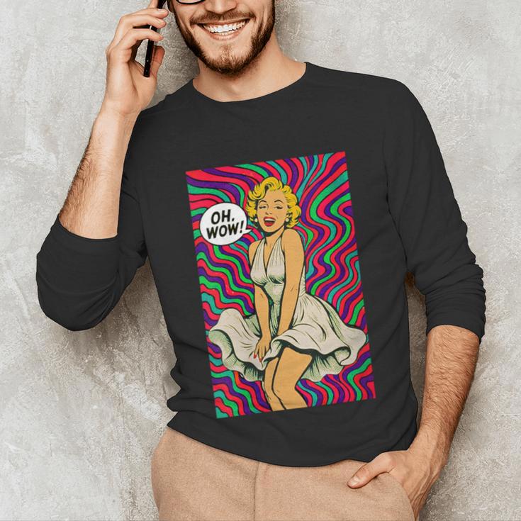 Retro Pop Art Vintage Style Blonde Psychedelic 50s Nostalgia Unisex Long Sleeve T-Shirt