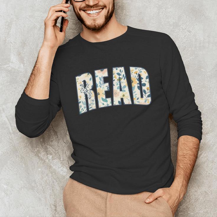 Retro Read Floral Reading Bookworm Librarian Book Lover Unisex Long Sleeve T-Shirt