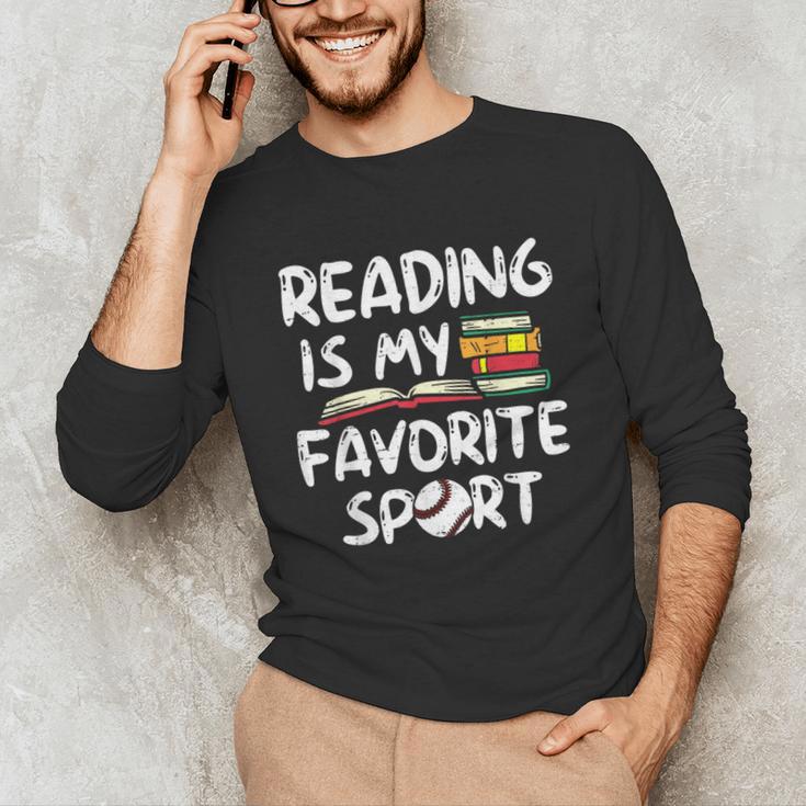 Retro Reading Is My Favorite Sport Baseball World Book Day Unisex Long Sleeve T-Shirt