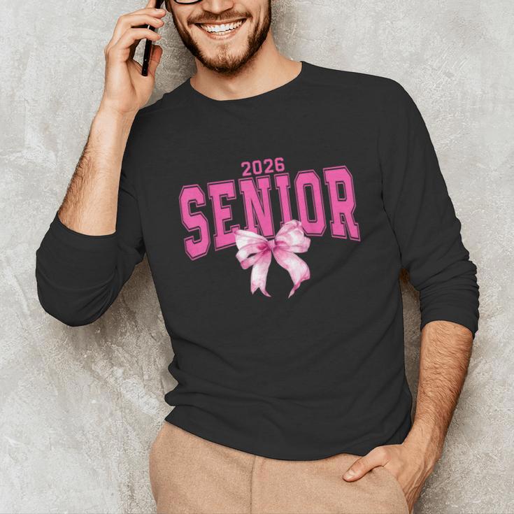 Retro Senior 2026 Class Of 2026 Coquette Pink Bow Graduation Unisex Long Sleeve T-Shirt