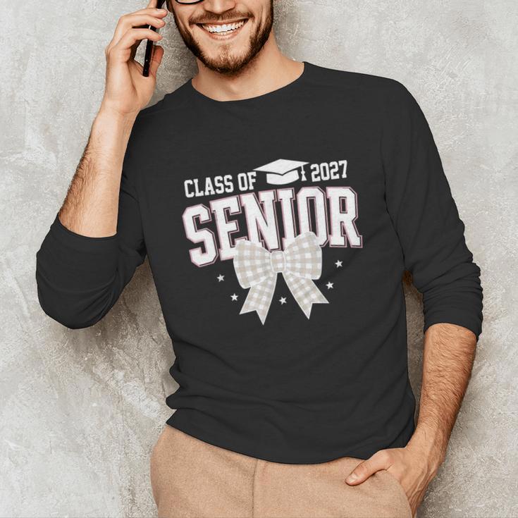 Retro Senior 2027 Girl Coquette Bow Class Of 2027 Graduation Unisex Long Sleeve T-Shirt