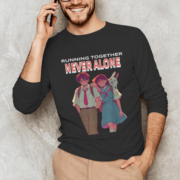 Running Together Always Connected Anime Nostalgia Message Unisex Long Sleeve T-Shirt