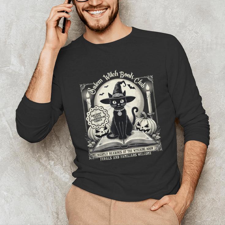 Salem Witch Book Club Vintage Halloween Cat Book Lover Unisex Long Sleeve T-Shirt Salem Witch Book Club Vintage Halloween Cat Book Lover Unisex Long Sleeve T-Shirt