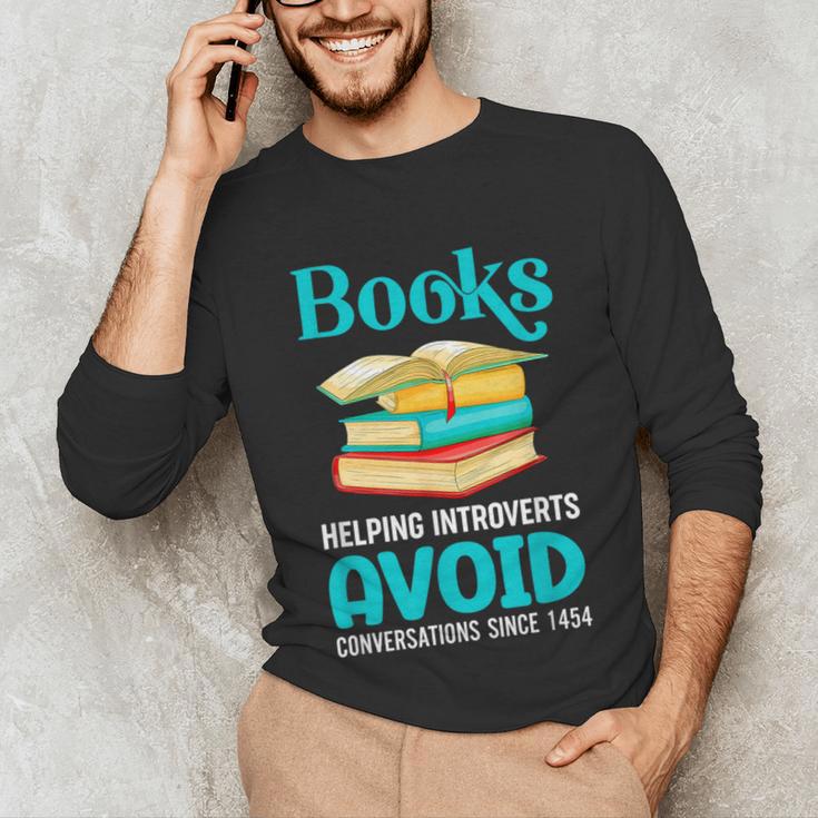 Sarcastic Books Anti Social Introvert Book Conversation Unisex Long Sleeve T-Shirt Sarcastic Books Anti Social Introvert Book Conversation Unisex Long Sleeve T-Shirt