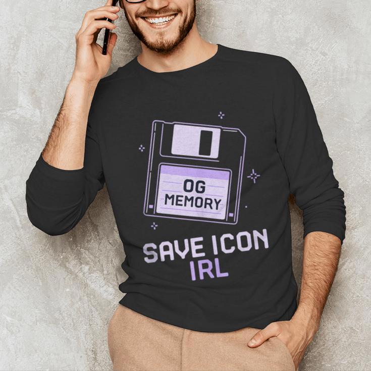 Save Icon IRL Retro Tech Humor Floppy Disk 90s Nostalgia Unisex Long Sleeve T-Shirt