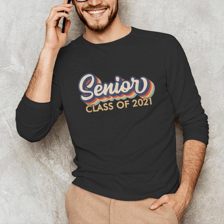 Senior 2021 Grad Shirt Retro 2021 Graduation Unisex Long Sleeve T-Shirt