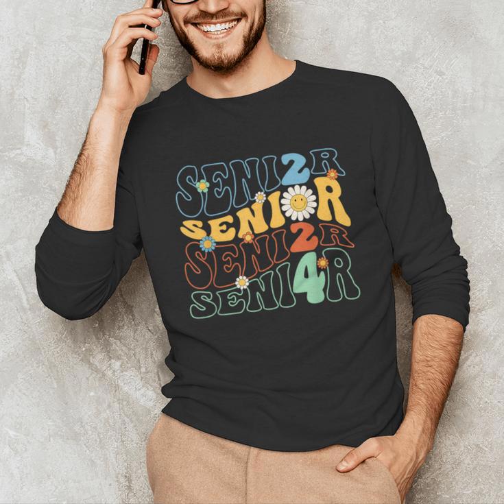 Senior 2024 Groovy Retro Class Of 2024 Graduation Senior 24 Unisex Long Sleeve T-Shirt