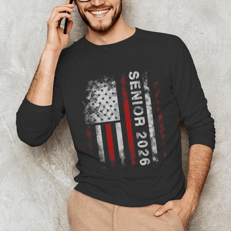Senior 2026 American Flag Shirt USA Graduation Class Of 2026 Unisex Long Sleeve T-Shirt