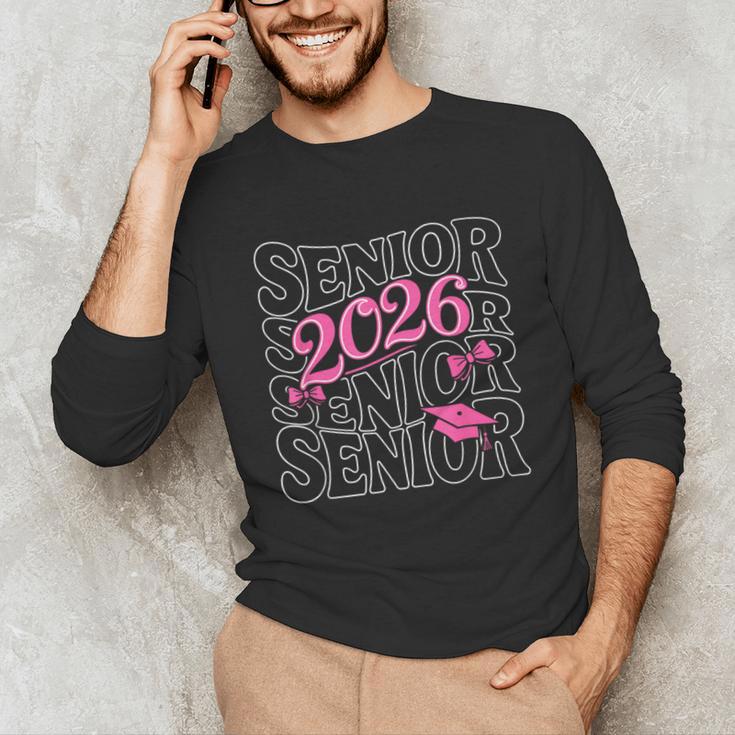 Senior 2026 Class Of 2026 Coquette Pink Bow Graduation Moms Unisex Long Sleeve T-Shirt
