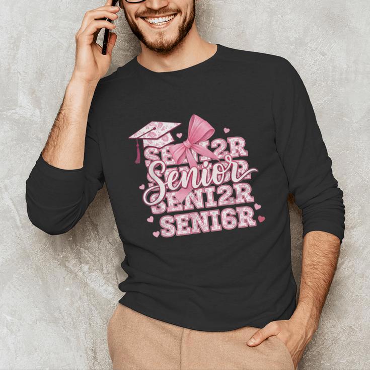 Senior 2026 Class Of 2026 Cute Coquette Pink Bow Graduation Unisex Long Sleeve T-Shirt