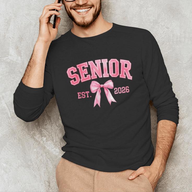 Senior 2026 Coquette Pink Bow Class Of 2026 Graduation Girls Unisex Long Sleeve T-Shirt