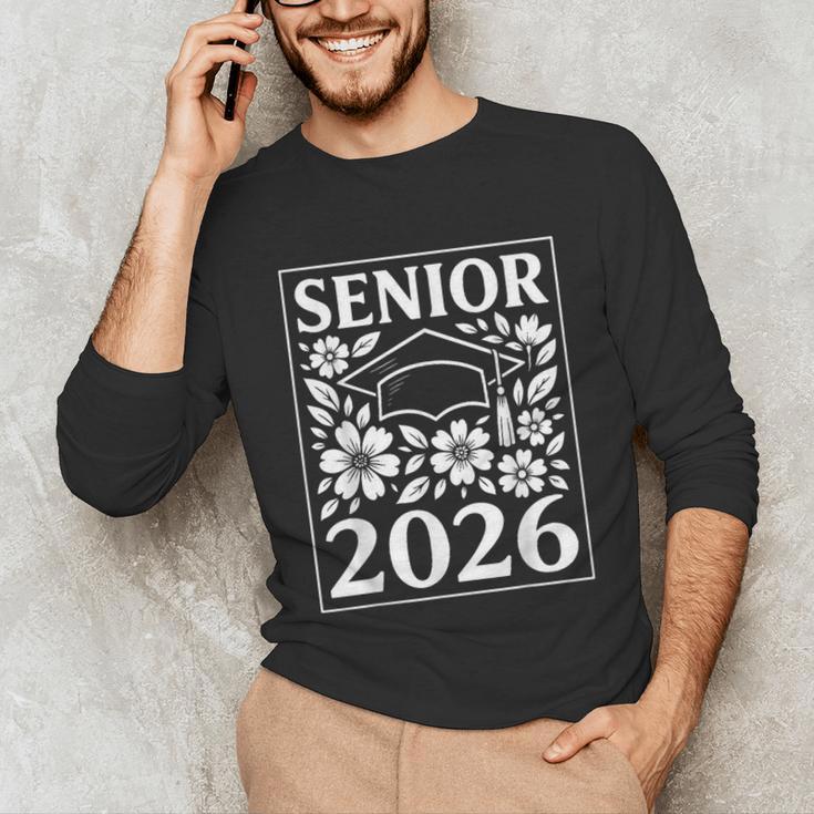 Senior 2026 Floral Flowers Class Of 2026 Graduation Kids Unisex Long Sleeve T-Shirt