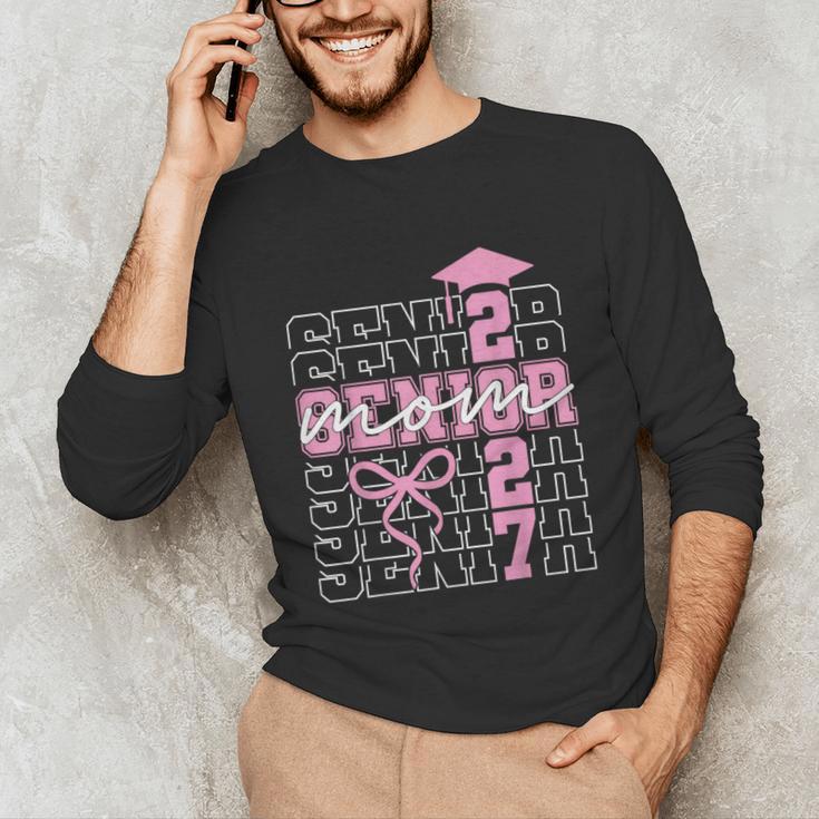 Senior Mom 2027 Class Of 2027 Coquette Bow Graduation 2027 Unisex Long Sleeve T-Shirt