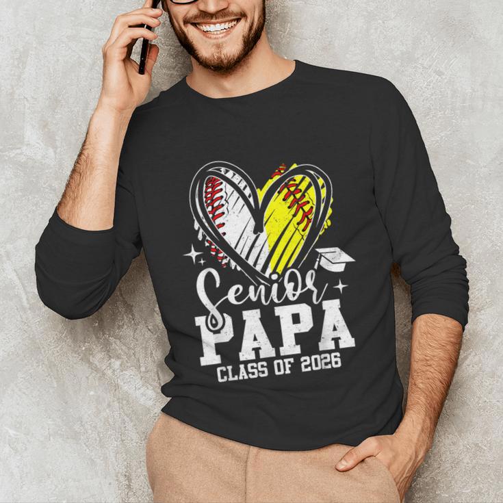 Senior Papa Class Of 2026 Baseball Softball Graduation Heart Unisex Long Sleeve T-Shirt