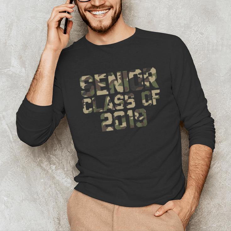 Seniors 2019 Class TShirt Camo Print T-Shirt Graduation Gift Unisex Long Sleeve T-Shirt