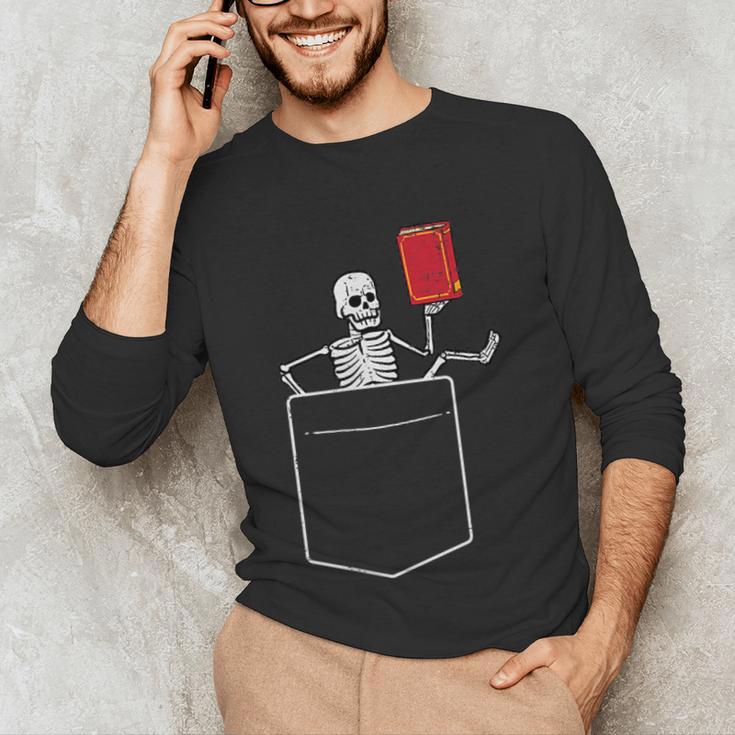 Skeleton Books Read Book Reading Librarian Across America Unisex Long Sleeve T-Shirt