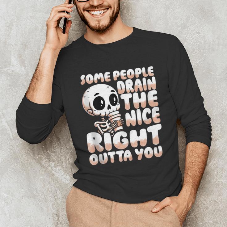 Skeleton Coffee Lover Introvert Unisex Long Sleeve T-Shirt