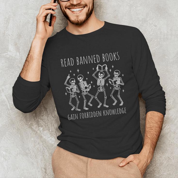 Skeleton Read Banned Books Gain Forbidden Knowledge Unisex Long Sleeve T-Shirt Skeleton Read Banned Books Gain Forbidden Knowledge Unisex Long Sleeve T-Shirt