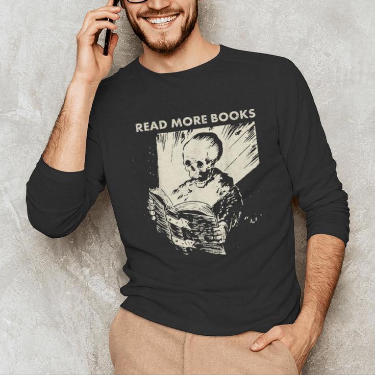 Skeleton Read More Books Unisex Long Sleeve T-Shirt