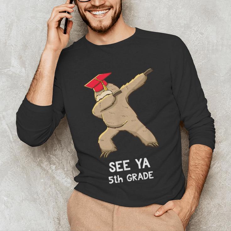 Sloth Dabbing 5th Grade Graduation Shirt Fifth Grade Grad Unisex Long Sleeve T-Shirt