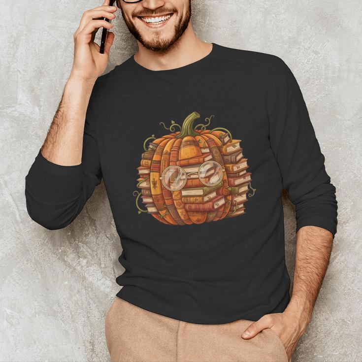 Smart Book Pumpkin Retro Fall Teacher Reading Halloween Unisex Long Sleeve T-Shirt Smart Book Pumpkin Retro Fall Teacher Reading Halloween Unisex Long Sleeve T-Shirt