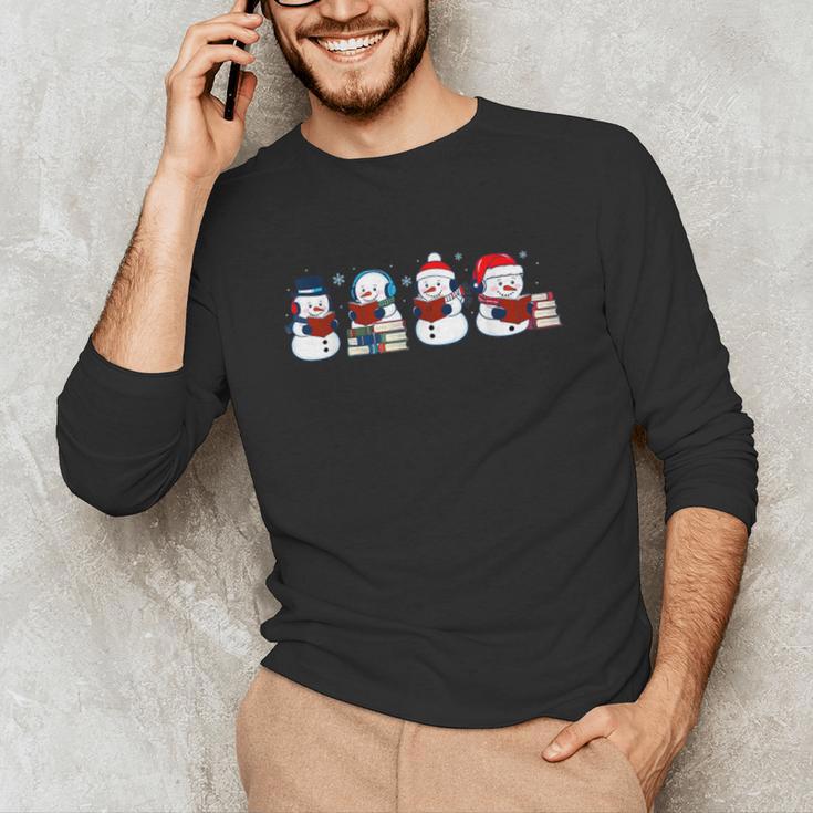 Snowman Reading Books Teacher Librarian Bookworm Christmas Unisex Long Sleeve T-Shirt Snowman Reading Books Teacher Librarian Bookworm Christmas Unisex Long Sleeve T-Shirt