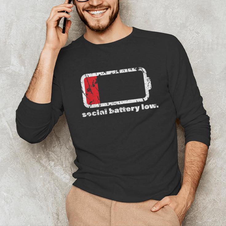 Social Battery Low Introvert Unisex Long Sleeve T-Shirt