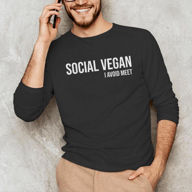 Social Vegan i Avoid Meet Introvert Sarcasm Gift Unisex Long Sleeve T-Shirt Social Vegan i Avoid Meet Introvert Sarcasm Gift Unisex Long Sleeve T-Shirt