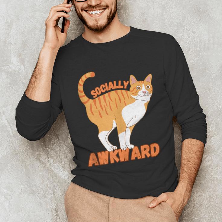 SOCIALLY AWKWARD FUNNY CAT ANTISOCIAL INTROVERT WEIRD Unisex Long Sleeve T-Shirt