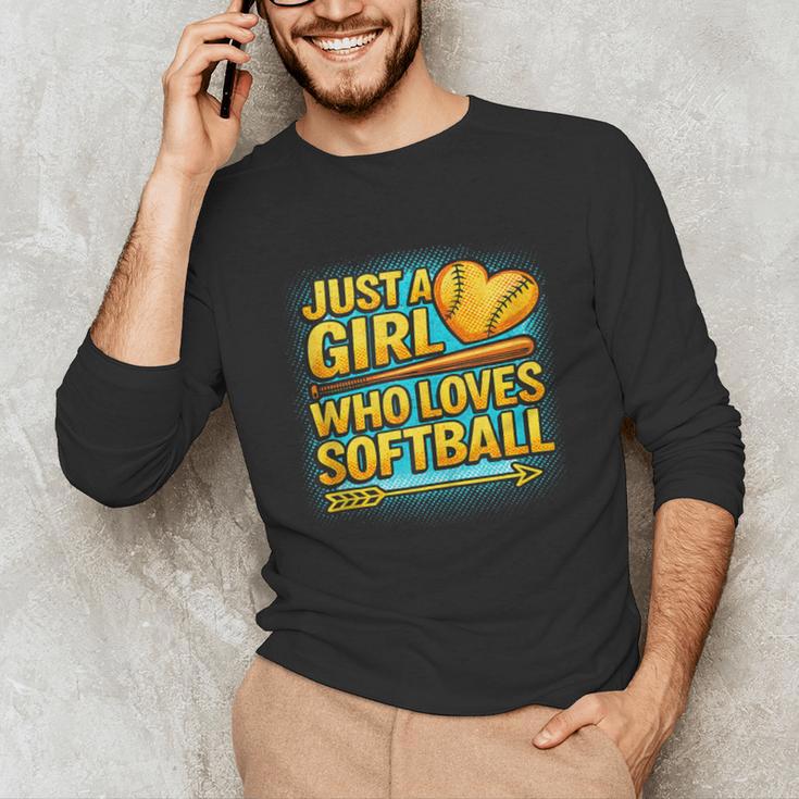 Softball Just A Girl Comic Book Style Graphic For Teens Unisex Long Sleeve T-Shirt