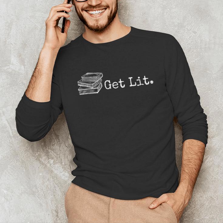 Stack Of Books Get Lit Book Reading Reader Unisex Long Sleeve T-Shirt