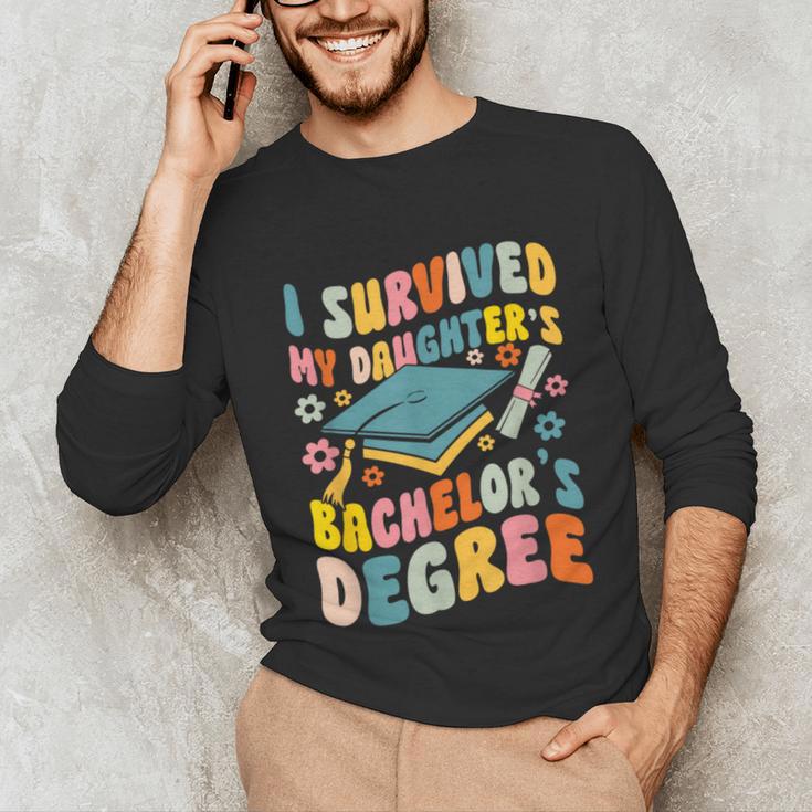 i Survived My Daughter's Bachelors Degree Groovy Graduation Unisex Long Sleeve T-Shirt