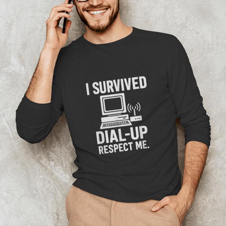 I Survived Dial-Up Internet – Retro 90s Nostalgia Unisex Long Sleeve T-Shirt