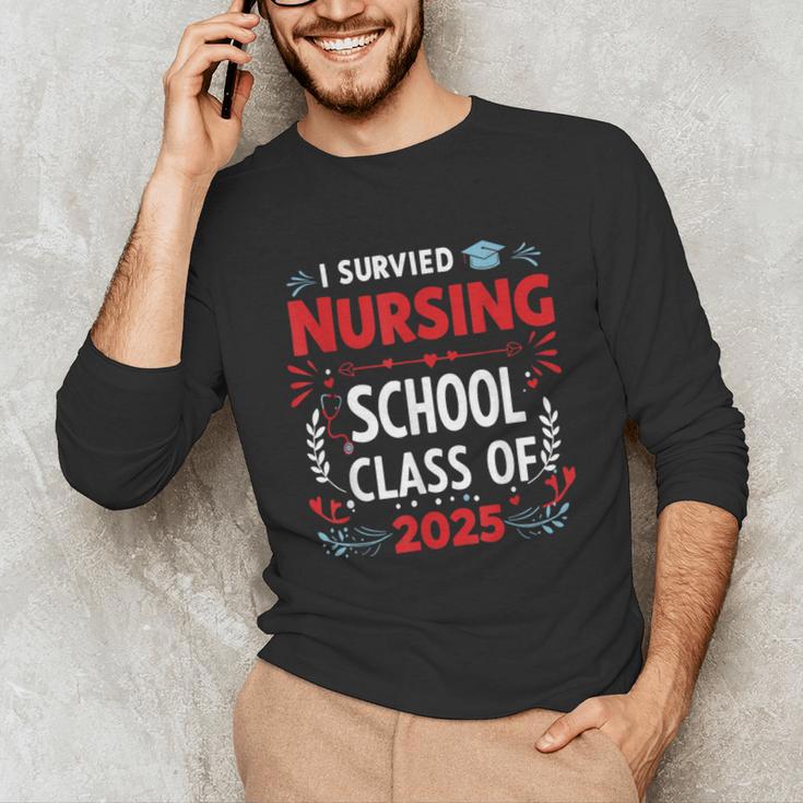 I Survived Nursing School Class Of 2025 Nurse Graduation Unisex Long Sleeve T-Shirt