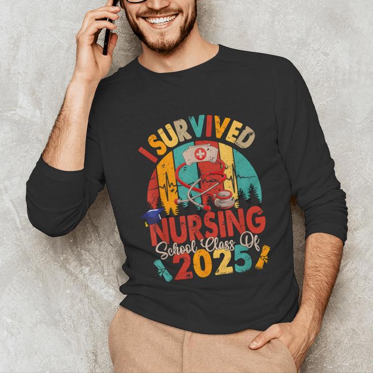 I Survived Nursing School Class Of 2025 Proud Graduation Unisex Long Sleeve T-Shirt